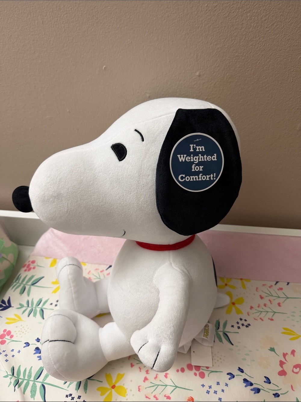 Weighted Snoopy Comfort Plush Dog - White and Black